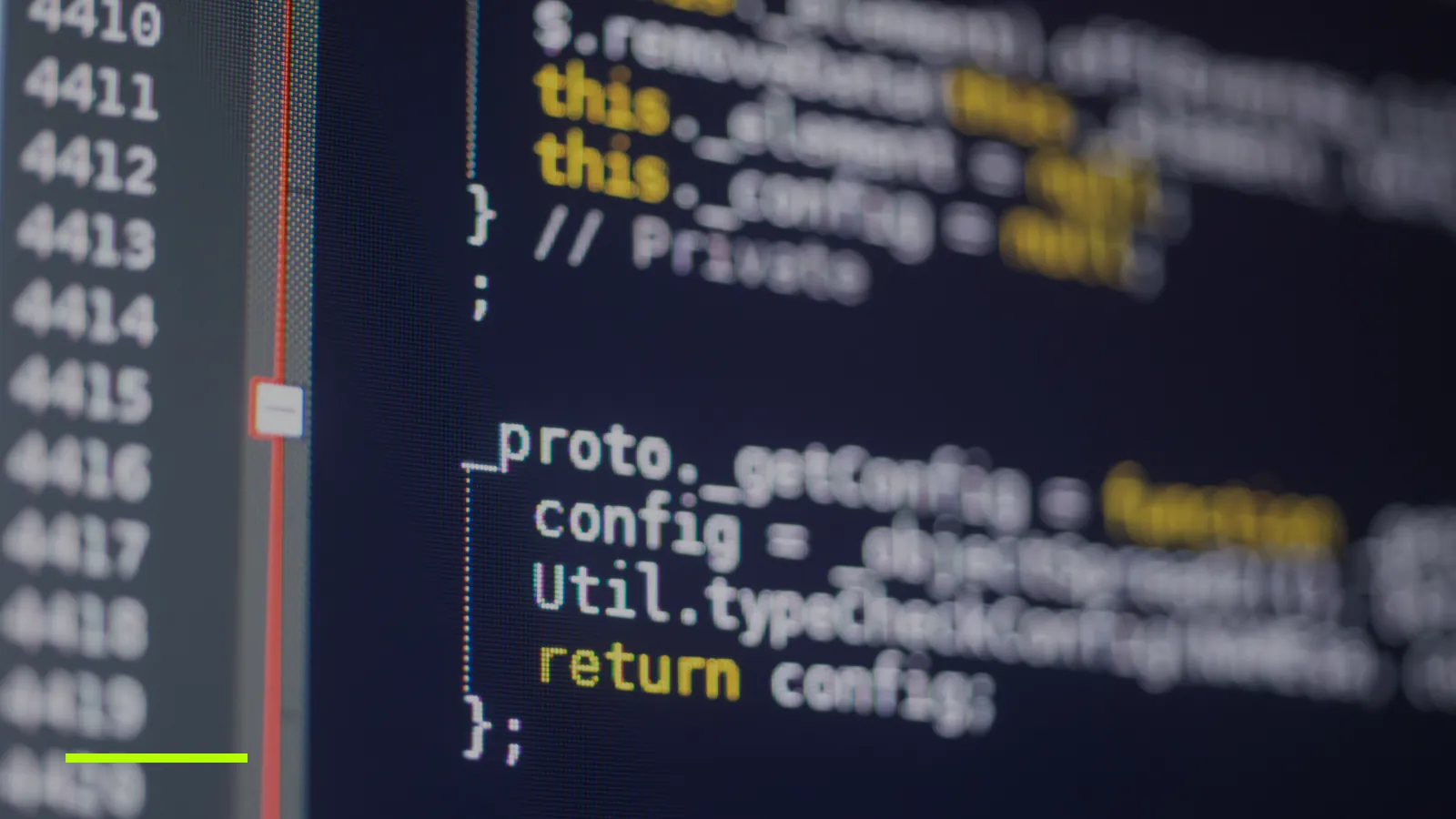 Cod JavaScript pe un monitor, ca în implementarea unui pixel de tracking